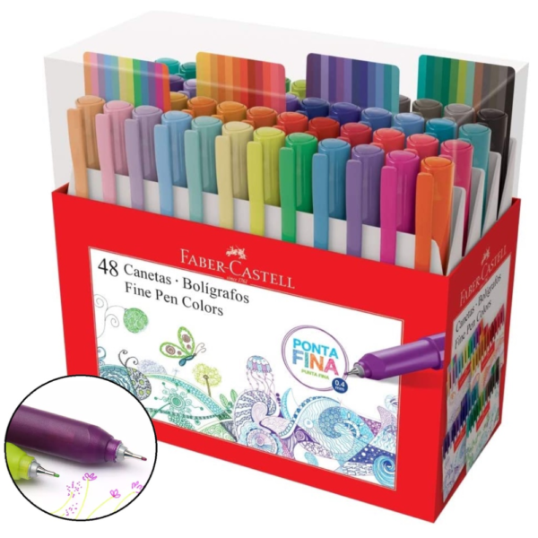 Estojo Caneta Fine Pen Colors Com 48 Cores Faber Castell