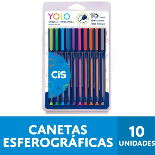 Estojo Caneta Esferográfica Yolo 0.7mm 10 Cores Cis - Image 2