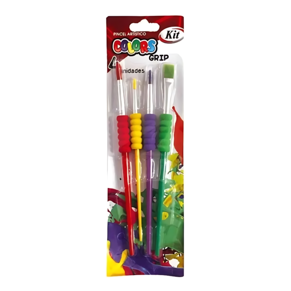 Kit Pincel Artistico Color Grip com 4 Kit