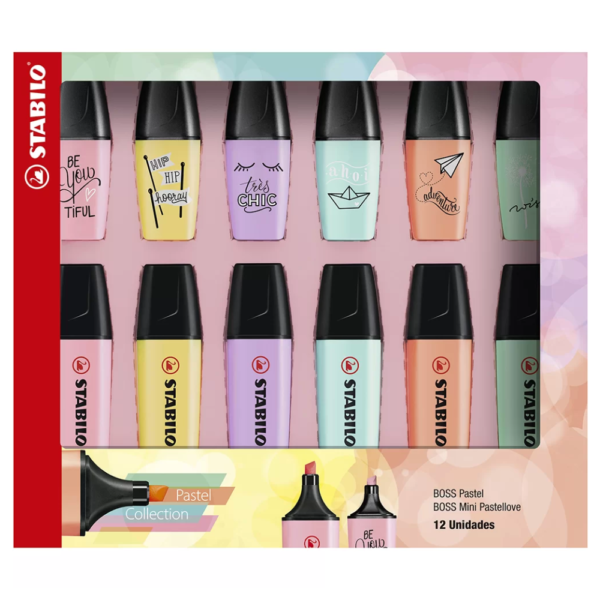 Kit 6 Marca Texto Pastel BOSS + 6 Mini Lovers STABILO