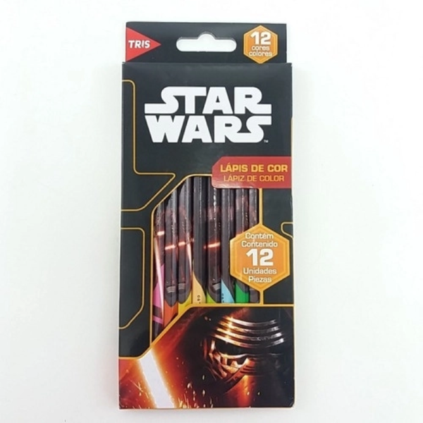 Lápis de cor Star War 12 cores Material Escolar TRIS