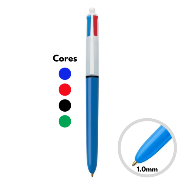 Caneta Retrátil Esferográfica 1.0mm 4 cores Bic