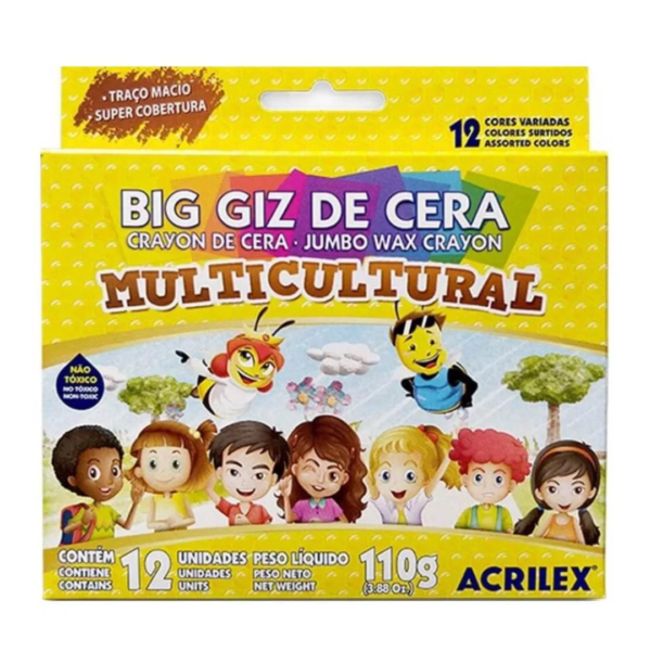 Big Giz de Cera Multicultural com 12 Cores Acrilex