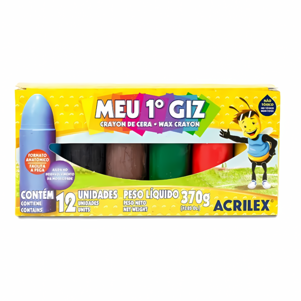 Giz de Cera Jumbo Meu Primero Giz 12 cores Acrilex