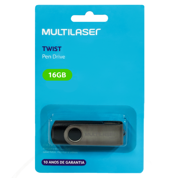 Pen Drive Twist 16GB USB Preto Multilaser