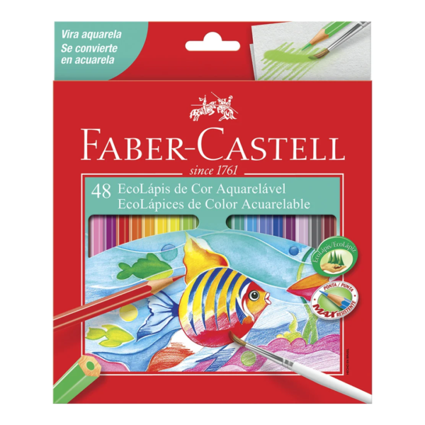 Lapis de Cor 48 Cores Aquarelável Faber Castell