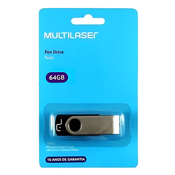 Pen Drive Twist 64GB USB Preto Multilaser