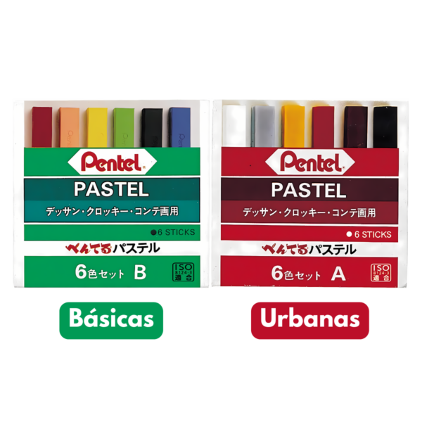 Giz Pastel Seco 6 cores Básico e Urbanas Pilot