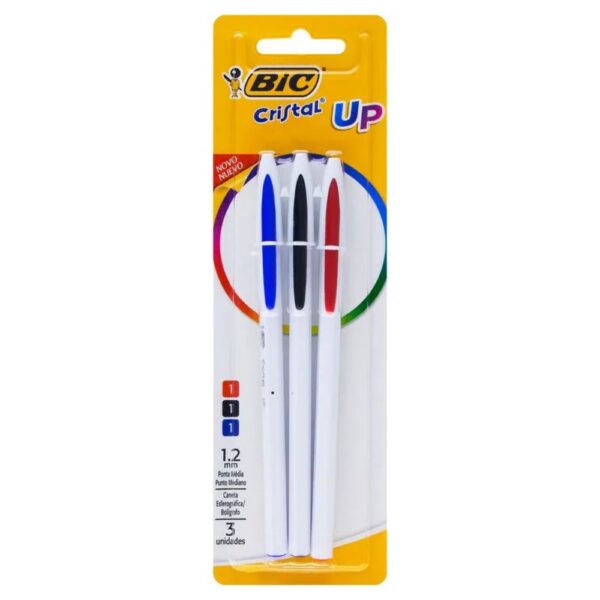 Caneta Esferográfica Cristal UP Classic 1.2mm 3 Cores - 3 unidades - BIC