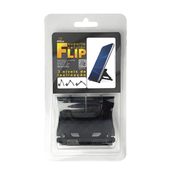 Suporte para Celular Flip Preto Reliza