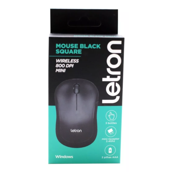 Mouse S/ Fio 3 Botões 800 DPI Black Square M1701 Letron