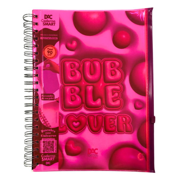 Caderno Argolado Universitário Bubble Love capa rosa -  DAC