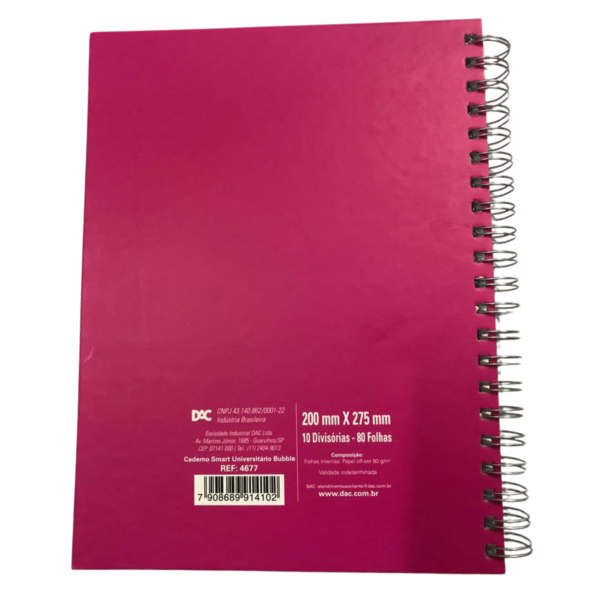 Caderno Argolado Universitário Bubble Love capa rosa -  DAC - Image 2