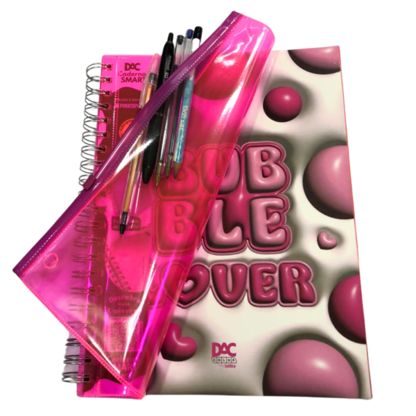 Caderno Argolado Universitário Bubble Love capa rosa -  DAC - Image 3