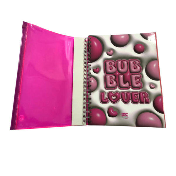 Caderno Argolado Universitário Bubble Love capa rosa -  DAC - Image 4