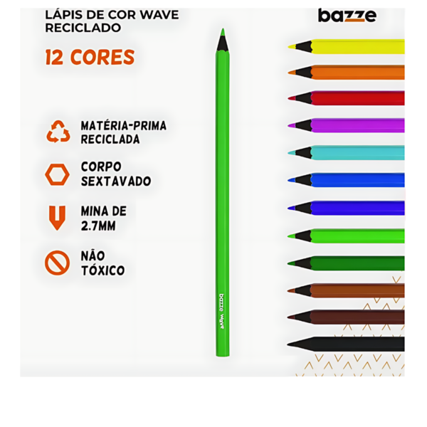 Lápis de cor 12 cores Bazze Wave c/12 - Image 2