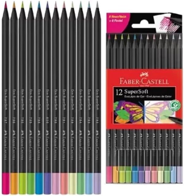 Lapis De Cor Supersoft 12 Cores com 6 cores Neon e 6 cores Pastel - Faber Castell - Image 2