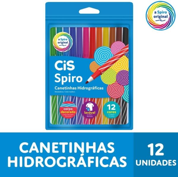 Canetinhas Hidrográficas - CIS Spiro - Estojo com 12 cores - Image 2