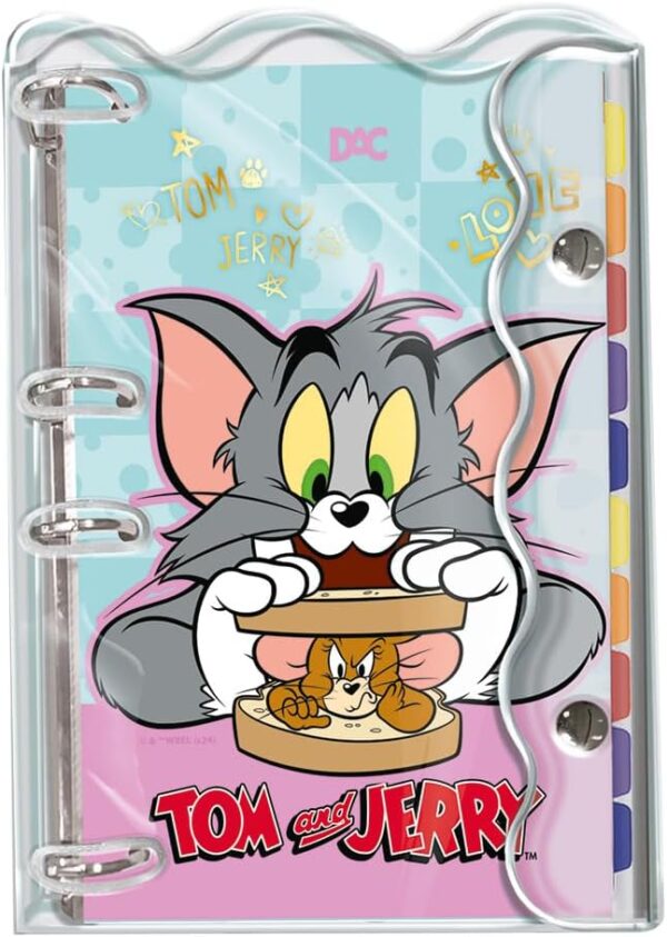 Caderno Argolado Colegial em PVC Cristal com 192 folhas Tom&Jerry - Fechamento em Botões - DAC