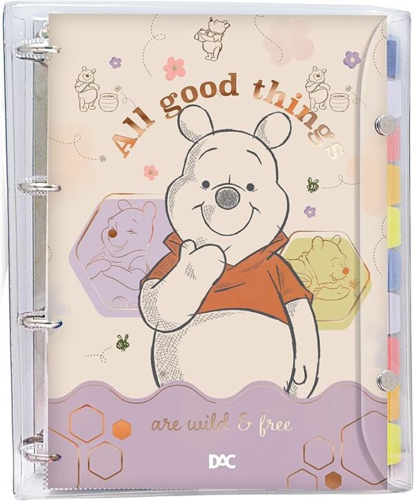 Caderno Argolado Universitario em PVC Cristal com 192 folhas Pooh - Fechamento em Botão - DAC