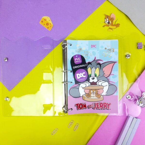 Caderno Argolado Colegial em PVC Cristal com 192 folhas Tom&Jerry - Fechamento em Botões - DAC - Image 5