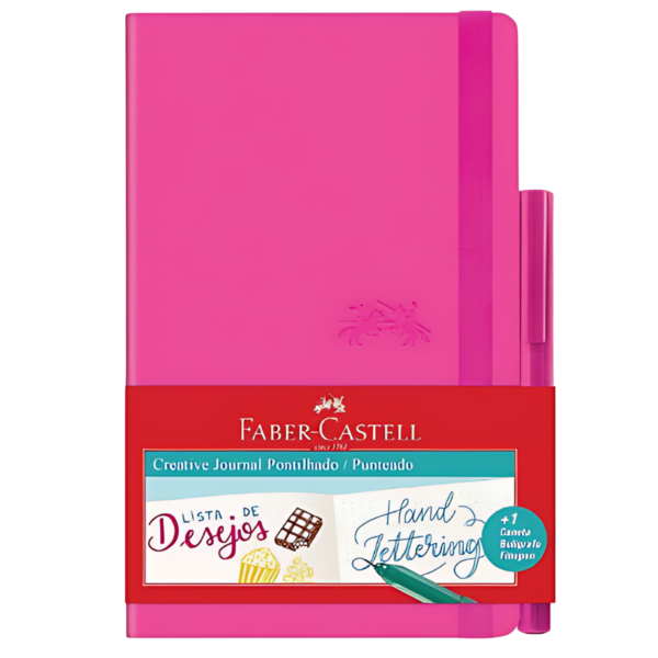 Caderno Pontilhado + Fine Pen, Creative Journal, CDNETA/RS, 84 Folhas, Rosa - Faber-Castell