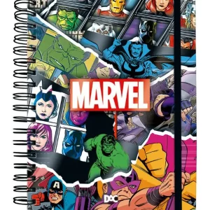 Caderno Smart Universitário Com 80 folhas e 10 divisórias Reposicionáveis (90g) Marvel - Fechamento em Elástico - DAC